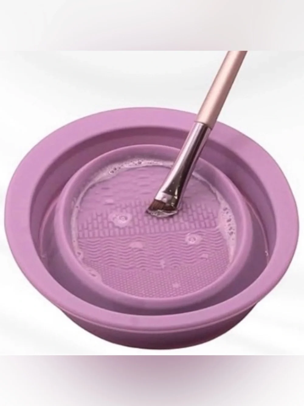 💞 New Purple Collapsible Makeup Brush & Sponge Cleaning Bowl